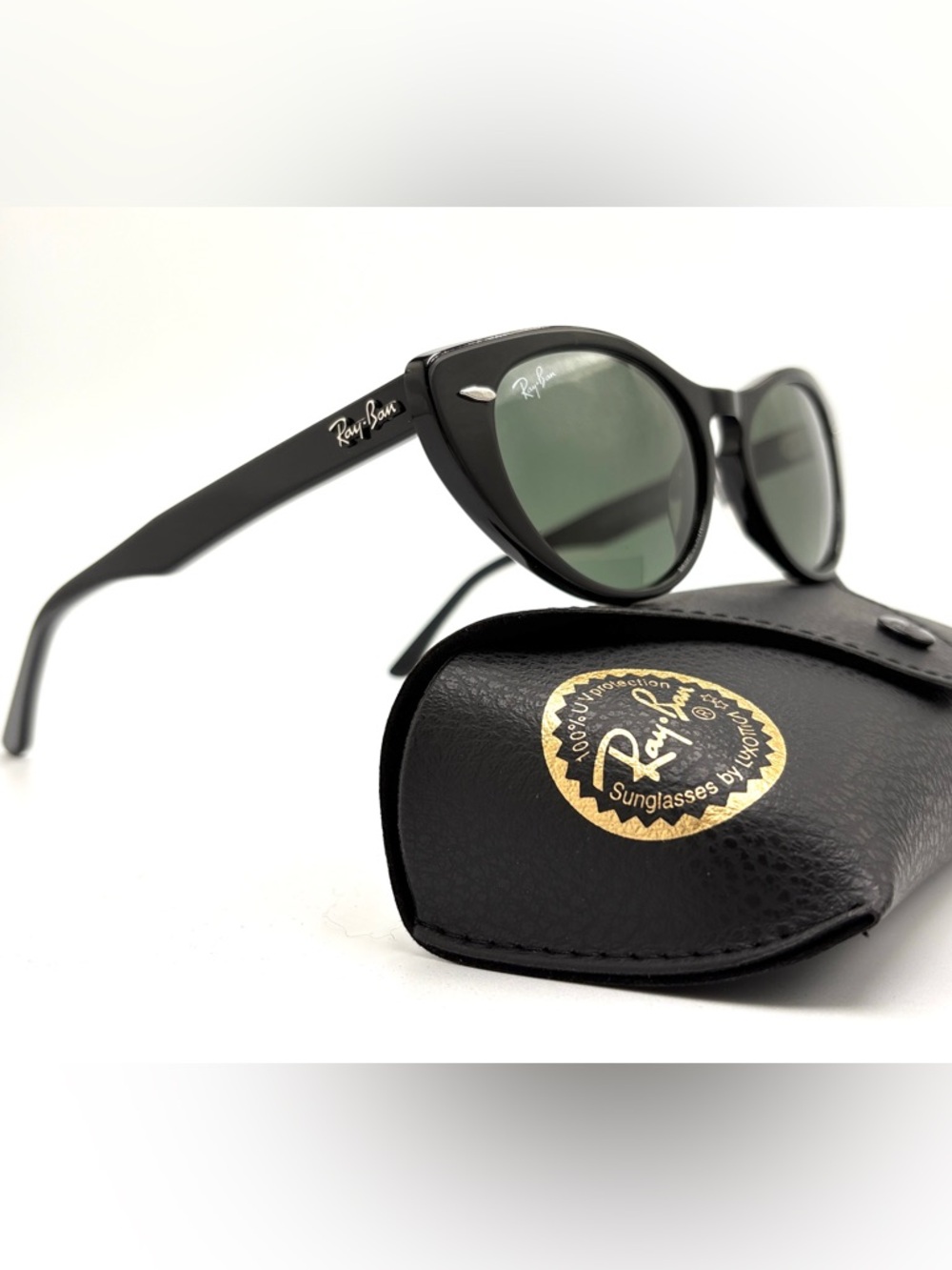 Ray-Ban Nina RB4314n Black Cat-Eye Sunglasses 901/31 Green G-15 54-140 w/Case - Picture 4 of 11